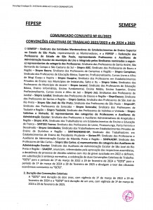 COMUNICADO_CONJUNTO_SINPROVALES_FEPESP_SEMESP_001_20230001